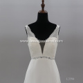 Modern Sexy V Neck Illusion Backless Bridal Gowns Wedding Dresses Sweep Train